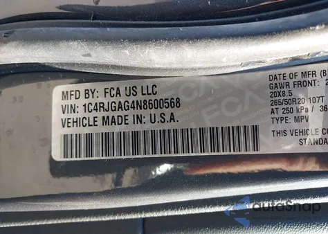 2022 Jeep Grand Cherokee Altitude 4X2 from USA, damaged, VIN 1C4RJGAG4N8600568